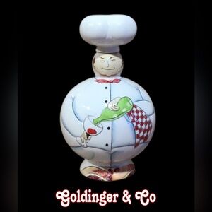 GODINGER  & COMPANY Happy Chef Ceramic 3D Decanter with Cork Hat, White